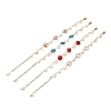 Plum Blossom Flower Glass Link Bracelets Set for Teen Girl Women X1-BJEW-TA00017-1
