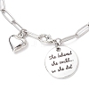 304 Stainless Steel Paperclip Chains Charm Bracelets for Women BJEW-JB11950-01-3