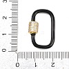 Oval Brass Micro Pave Clear Cubic Zirconia Screw Carabiner Clasps KK-B167-01B-04G-3