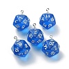 Transparent Resin Polyhedral Dice Pendants FIND-TAC0005-21H-2