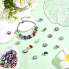 50Pcs 10 Colors Handmade Polymer Clay Rhinestone European Large Hole Beads with Silver Color Plated Brass Cores FPDL-PA0001-03-4