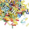 50g Transparent Colours Rainbow Glass Bugle Beads GLAA-FP0001-23-1