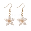 Natural Pearl Flower Dangle Earrings EJEW-JE05207-1