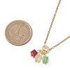 3 Cube Faceted Glass Pendant 304 Stainless Steel Cable Chain Necklaces for Women NJEW-JN05711-02-3