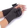 Acrylic Fibers Bowknot Knitting Fingerless Gloves PW-WG73400-04-1