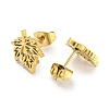 Hollow Out Maple Leaf 304 Stainless Steel Stud Earrings EJEW-G359-01G-2