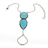 Alloy Synthetic Turquoise Link Ring Bracelets for Women FS-WG65C3B-01-1