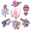 7Pcs 7 Style Heart & Moon & Lip & Rugosa Rose Enamel Pin JEWB-SZ0001-81-1