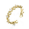 Exquisite Cubic Zirconia Heart Cuff Ring X-RJEW-N035-057-NF-3