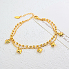 Vintage Beach Brass Heart Tassel Double Layer Chain Anklets for Women VK8892-1