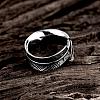 Fashionable Unisex 316L Surgical Stainless Steel Feather Cuff Rings RJEW-BB09945-8-3