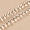 Brass & ABS Imitation Pearl & Rhinestone Cup Chains CHC-BC0001-23-3