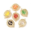 Brass with Glass Connector Charms KK-Z141-13G-1