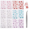 12Sheets 12 Styles Rhinestone Stickers Paper Sheets for Craft DIY-CA0007-52-1