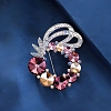 Flower Alloy Rhinestone Brooches for Backpack Clothes PW-WG5389A-02-1