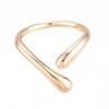 Brass Teardrop Open Cuff Ring for Women RJEW-T001-90G-1