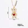 Fashionable Brass Pave Ruby Rhinestone Cable Chain Heart Bear Pendant Necklaces for Women XK4018-2-1