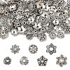 400Pcs 7 Style Tibetan Style Alloy Bead Caps TIBE-YW0001-80-1