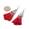 Polyester Tassel with Glass Beaded Chandelier Earrings EJEW-TA00183-03-3