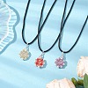 3Pcs 3 Colors Flower Glass Seed Beads & Acrylic Pendant Necklaces NJEW-MZ00044-2