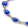 304 Stainless Steel Horse Eye Link Chain Bracelet with Resin Evil Eye Beaded for Women BJEW-F439-01P-02-2