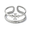 304 Stainless Steel Double Twist Crucifix Cuff Rings RJEW-M019-30P-2