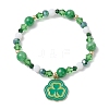 5Pcs 5 Styles Saint Patrick's Day Theme Natural Dyed Yellow Jade & Glass Beads Stretch Bracelets BJEW-JB11156-3