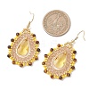 Teardrop Seed Beads & Glass Woven Dangle Earrings EJEW-MZ00682-03-4