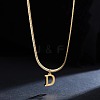 316 Surgical Stainless Steel Initial Pendant Flat Snake Chain Necklaces for Women WGC1053-04-1