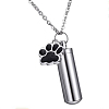 Tarnish Resistant Column and Paw Urn Ashes Pendant Necklace BOTT-PW0001-077P-1