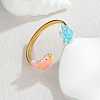 Ocean 304 Stainless Steel Enamel Cuff Bangles for Women LS-BJEW-F518-02H-G-1