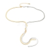Two Tone Brass Herringbone Chains Lariat Necklaces LS-NJEW-P289-07G-2