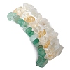 3Pcs 3 Styles Natural White Moonstone & Citrine & Green Aventurine Chips Stretch Bracelets Sets BJEW-JB11076-04-5