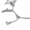 Non-Tarnish 304 Stainless Steel Chain Tassel & Oval & Heart Charm Bracelet for Women BJEW-G669-13P-3