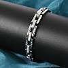 304 Stainless Steel Rectangle Link Chain Bracelets for Women Men BJEW-F488-64P-3