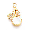Brass Micro Pave Clear Cubic Zirconia Pendants KK-N268-80G-1
