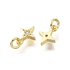 Brass Micro Pave Clear Cubic Zirconia Charms KK-V011-42G-2