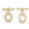 Brass Micro Pave Clear Cubic Zirconia Toggle Clasps X-KK-T051-24G-NF-1