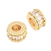 Brass Micro Pave Clear Cubic Zirconia European Beads KK-B186-17G-2