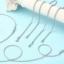 5Pcs 304 Stainless Steel Round Twist Rope Chain Necklaces Set for Men Women NJEW-YW0001-07