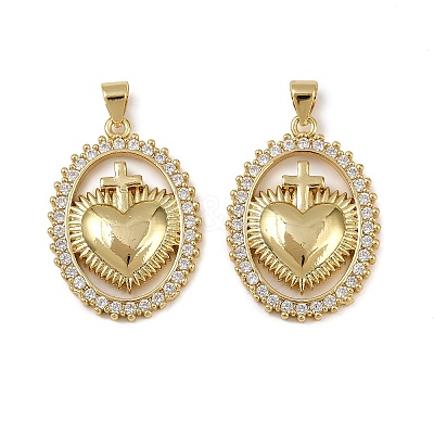 Brass Micro Pave Cubic Zirconia Pendants KK-I358-068G-03-1