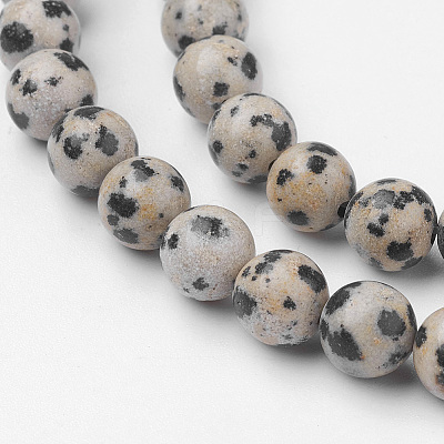 Natural Dalmatian Jasper Bead Strands G-G735-68-6mm-1