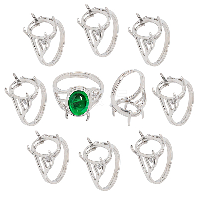 10Pcs Adjustable Brass Finger Ring Components KK-CA0002-19-1