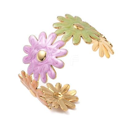 304 Stainless Steel Cuff Bangles for Women BJEW-F525-04A-G-1