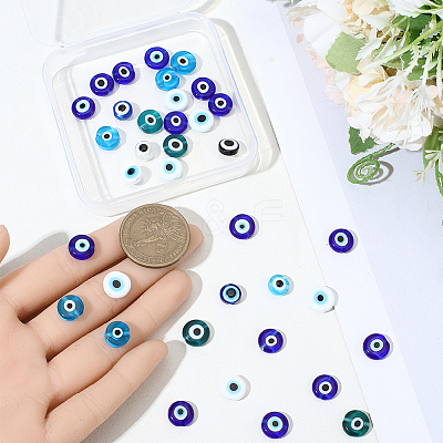 50Pcs 5 Colors Handmade Evil Eye Lampwork Beads LAMP-PA0001-30-1