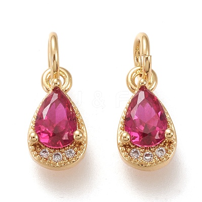 Brass Micro Pave Clear Cubic Zirconia Charms KK-F820-15-G-1