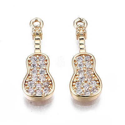 Brass Micro Pave Clear Cubic Zirconia Pendants X-KK-S359-113-RS-1