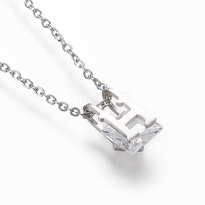 304 Stainless Steel Initial Pendant Necklaces NJEW-O118-34-1