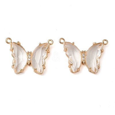Brass Pave Faceted Glass Connector Charms FIND-Z020-03K-1