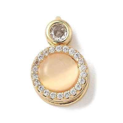 Rotatable Brass Micro Pave Cubic Zirconia Charms KK-K305-17G-1